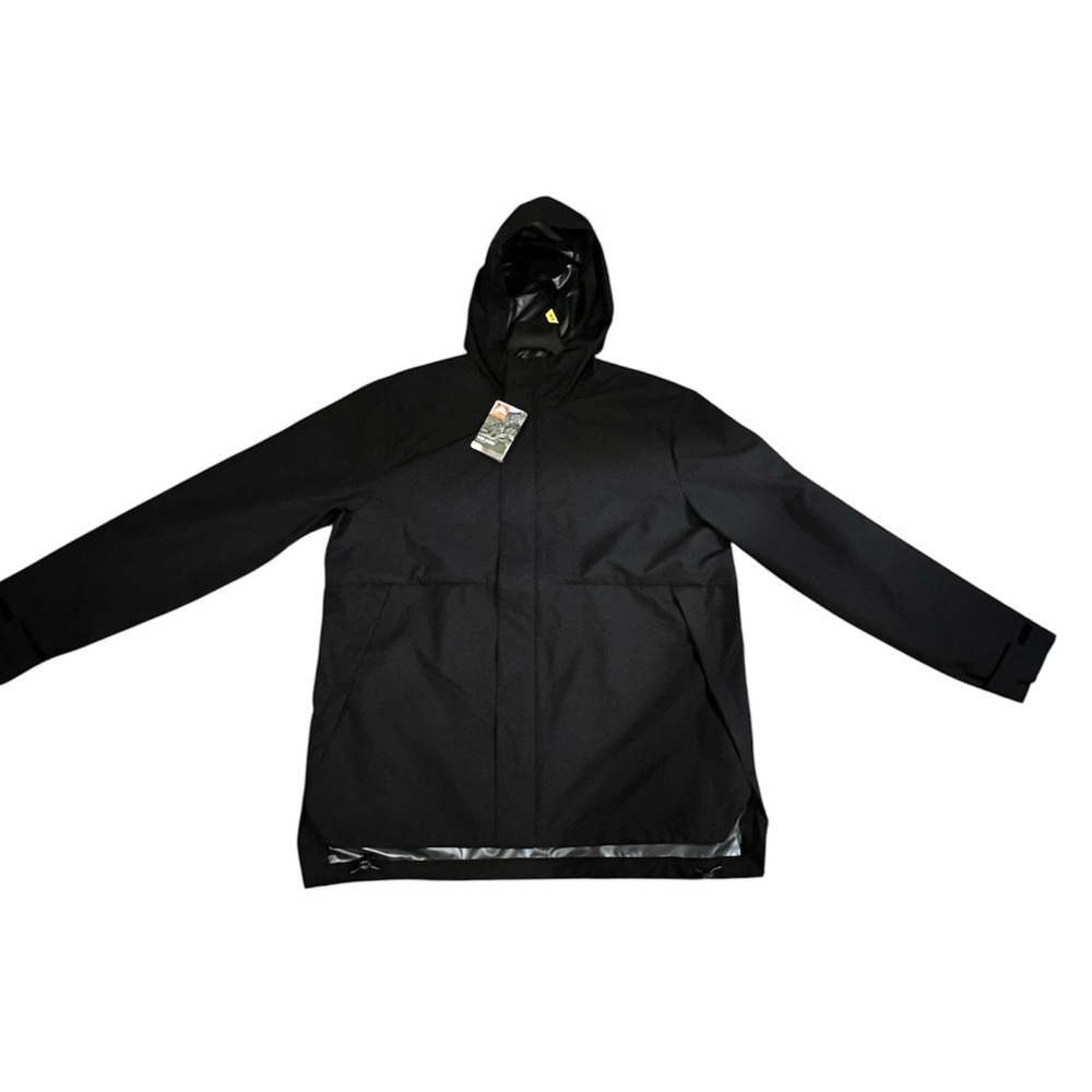 Men’s Ozark Trail Black Rain Jacket L Lightweight Hooded Outdoor Hiking